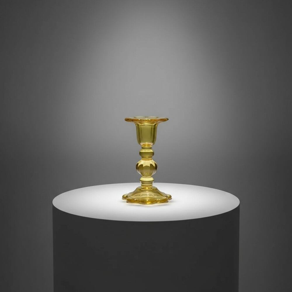 Vintage Italian Yellow Art Glass Candlestick-Franco-Creazioni Esclusive-Taper
